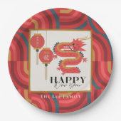 Dragon 2024 Red Chinese New Year Holiday Pappteller (Vorderseite)