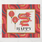 Dragon 2024 Red Chinese New Year Holiday Schaumweinetikett (Einzelnes Label)