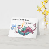 Dragon 5th Birthday Card Karte (Gelbe Blume)