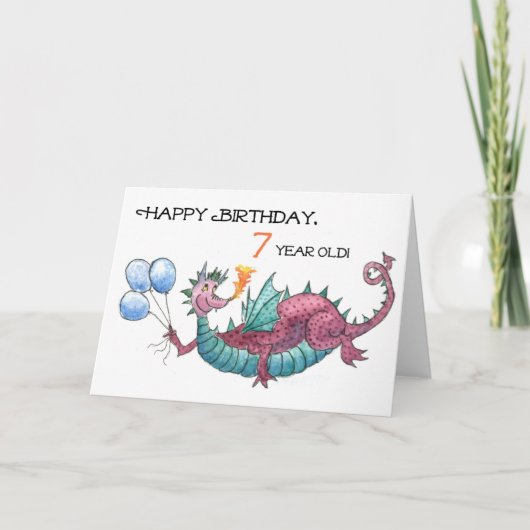 Dragon 7th Birthday Card Karte (Vorderseite)