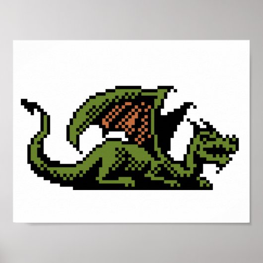 Dragon 8-Bit Pixel Art Poster (Vorne)
