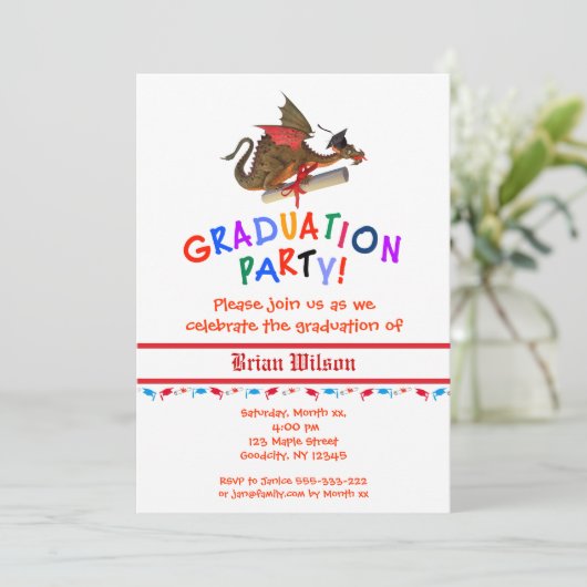 Dragon Abschluss Celebration Einladung (Stehend Vorderseite)