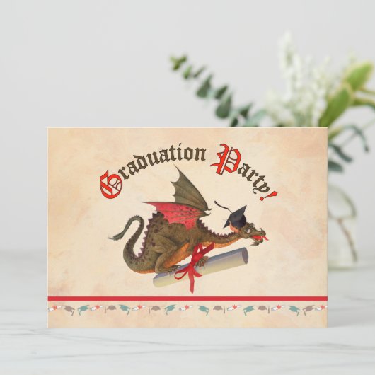 Dragon Abschluss Celebration Einladung (Stehend Vorderseite)