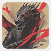 Dragon Abstrakt Expressionismus Quadratischer Aufkleber (Vorderseite)