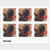 Dragon Abstrakt Expressionismus Quadratischer Aufkleber (Blatt)