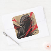 Dragon Abstrakt Expressionismus Quadratischer Aufkleber (Umschlag)
