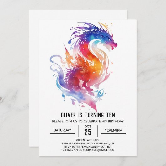 Dragon Adventure Enchanted Birthday Einladung (Vorne/Hinten)