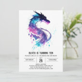 Dragon Adventure Printable Birthday Einladung (Stehend Vorderseite)