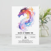 Dragon Adventure Watercolor Einladung (Stehend Vorderseite)