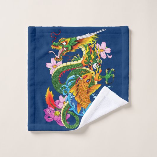 Dragon an Koi Badhandtuch Set (Waschlappen)