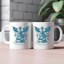 Dragon and Books Fantasy Reader Kaffeetasse