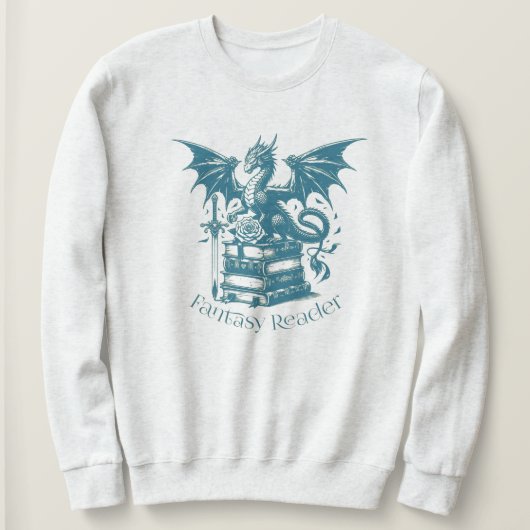 Dragon and Books Fantasy Reader Sweatshirt (Design vorne)