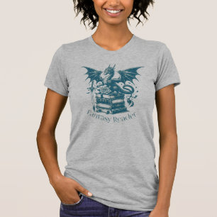 Dragon and Books Fantasy Reader T-Shirt