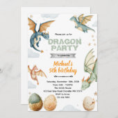 Dragon and eggs birthday Invitation Einladung (Vorne/Hinten)