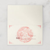 Dragon and Phoenix beige red chinese wedding Platzkarte (Außenseite Aufgefaltet)
