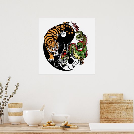 dragon and tiger yin yang poster (Küche)