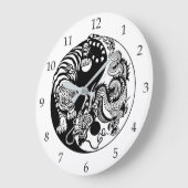 dragon and tiger yin yang symbol große wanduhr (Winkel)