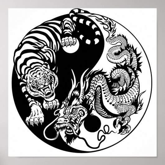 dragon and tiger yin yang symbol poster (Vorne)