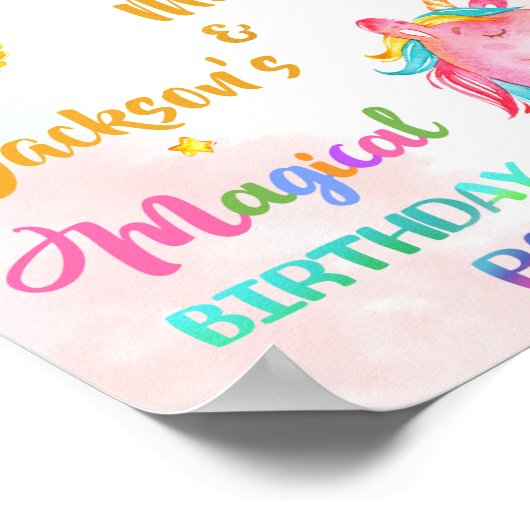 Dragon and Unicorn willkommen Party-Zeichen Magisc Poster (Ecke)