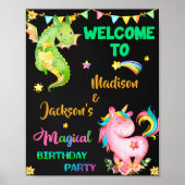 Dragon and Unicorn willkommen Party-Zeichen Magisc Poster (Vorne)