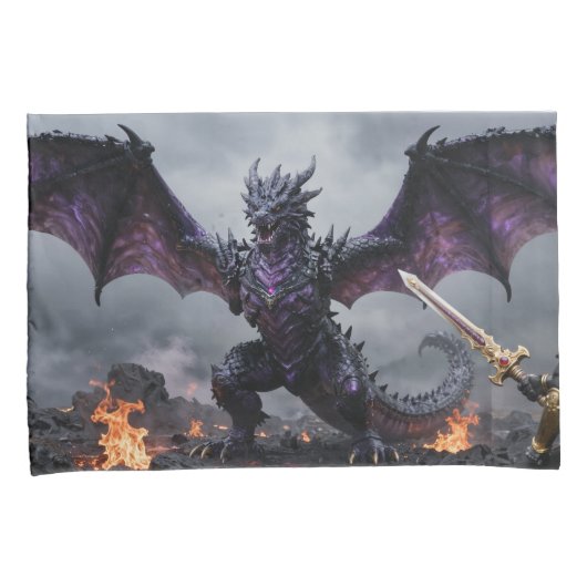 Dragon and Warrior Confrontation Kissenbezug (Vorderseite-Rechts)