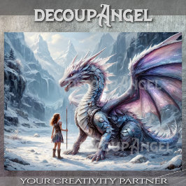 Dragon and Warrior Girl - Decoupage- Seidenpapier