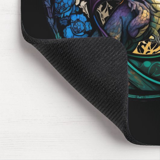 Dragon Animal Portrait Gestaltete Glas Wildlife Fr Mousepad (Ecke)