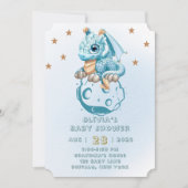Dragon Aquamarine Astroid Boy Baby Dusche Einladung (Vorderseite)