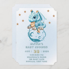 Dragon Aquamarine Astroid Boy Baby Dusche Einladung