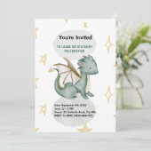 Dragon Aquarellgeburt Einladung (Stehend Vorderseite)