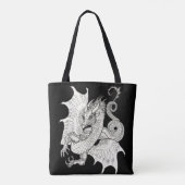 Dragon Art Nouveau Style Ink zeichnend Tasche (Rückseite)