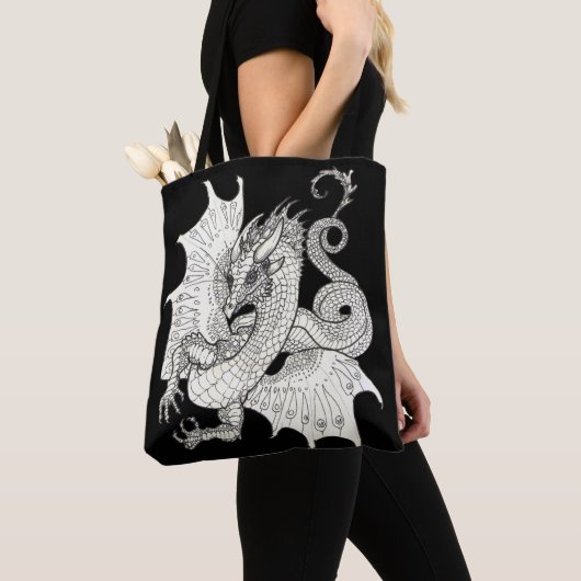 Dragon Art Nouveau Style Ink zeichnend Tasche (Von Nahem)