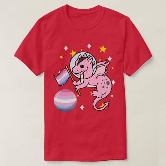 Dragon Astronaut Bigender Pride T-Shirt (Design vorne)