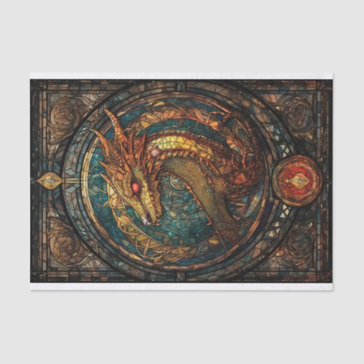 Dragon aus verkettetem Glas Seidenpapier (Vorderseite)