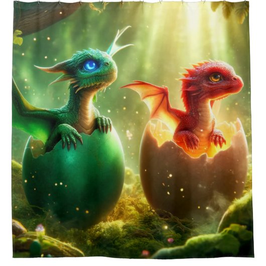 Dragon Babies Duschvorhang (Vorderseite)