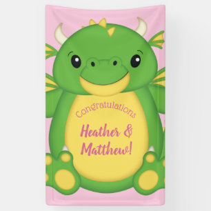 Dragon Baby Dusche Pink Banner