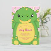 Dragon Baby Dusche Pink Einladung (Stehend Vorderseite)