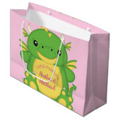 Dragon Baby Dusche Pink Große Geschenktüte (Vorderseite Schrägansicht)