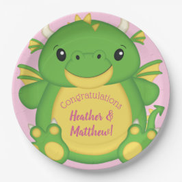 Dragon Baby Dusche Pink Pappteller