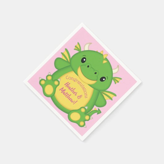 Dragon Baby Dusche Pink Serviette (Ecke)