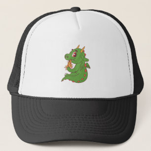 Dragon Baby Eating Yummy Pizza Slice Design Truckerkappe
