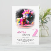 *~* Dragon Baby Foto im Alter von 2 AP88 Geburtsta Einladung (Stehend Vorderseite)