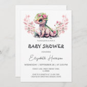 Dragon Baby Girl Shower Einladung (Vorne/Hinten)