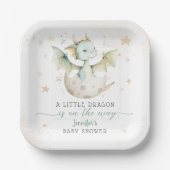 Dragon Baby Shooter Niedlich Boy Green Dragon Pappteller (Vorderseite)