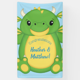 Dragon Baby Shower Blue Banner