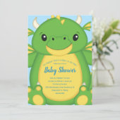 Dragon Baby Shower Blue Einladung (Stehend Vorderseite)