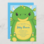 Dragon Baby Shower Blue Einladung (Vorne/Hinten)