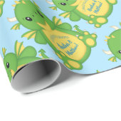 Dragon Baby Shower Blue Geschenkpapier (Rolleneckpunkt)