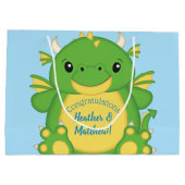 Dragon Baby Shower Blue Große Geschenktüte (Rückseite)