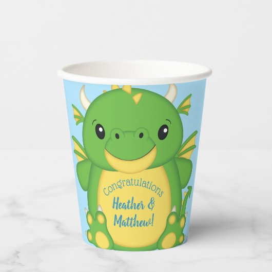 Dragon Baby Shower Blue Pappbecher (Vorderseite)
